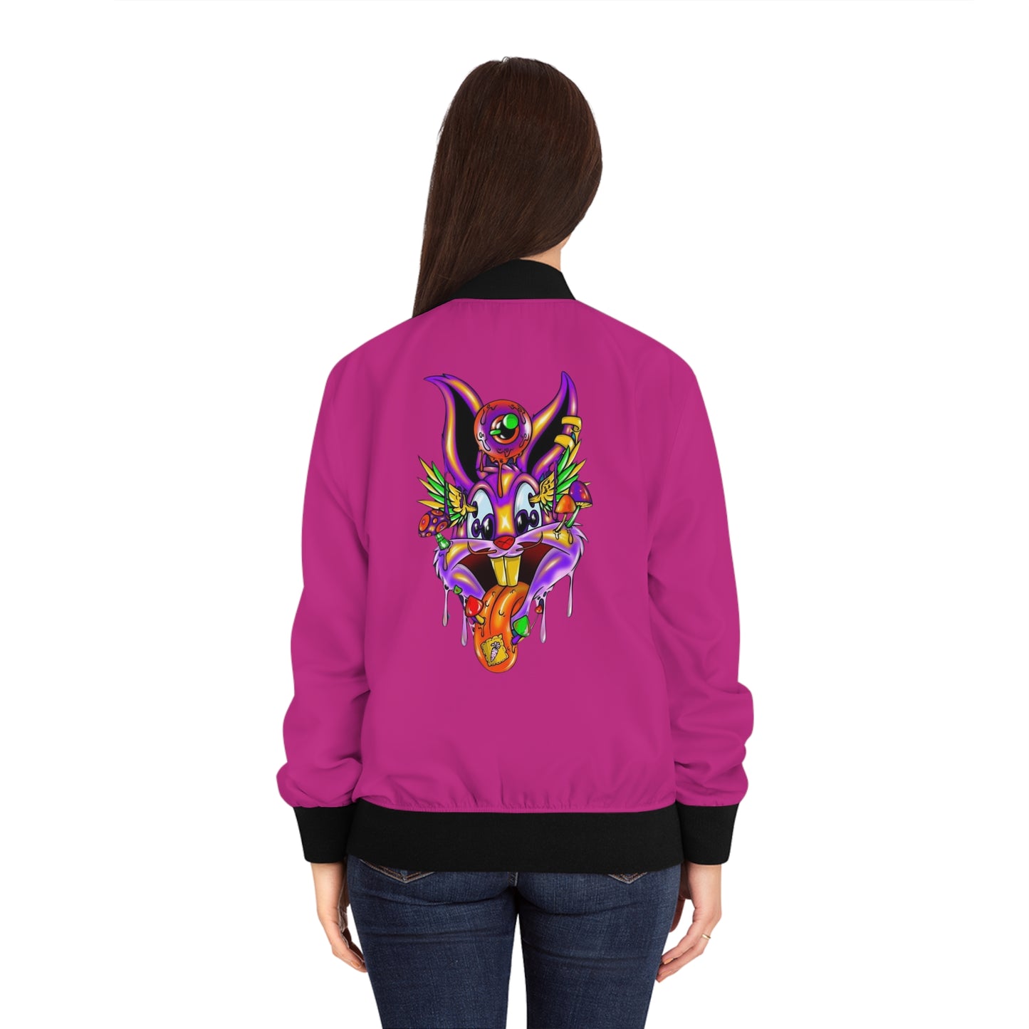 Shroomed Up Bunny Women's Custom Bomber Jacket