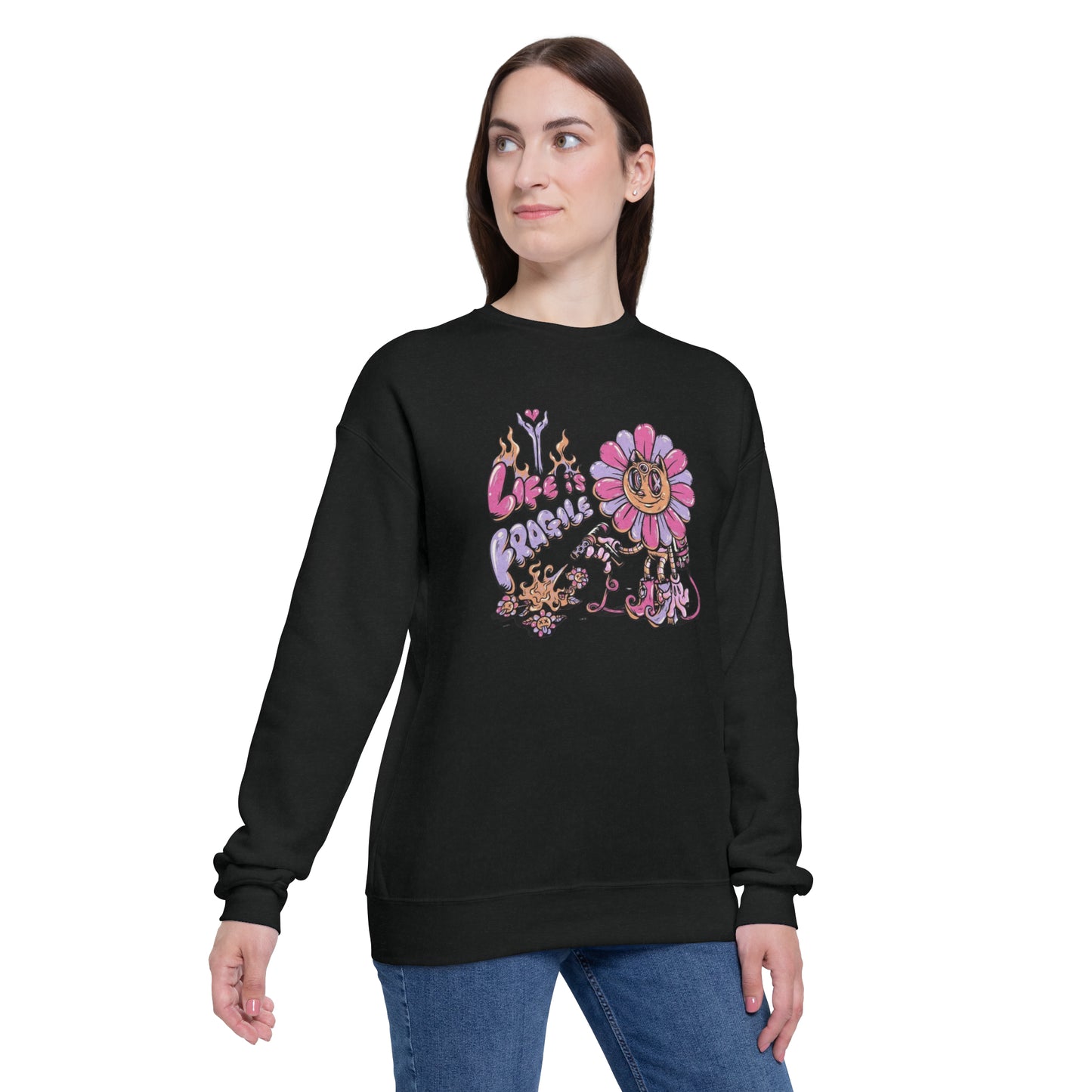 Life Is Fragile Unisex Drop Shoulder Sweatshirt